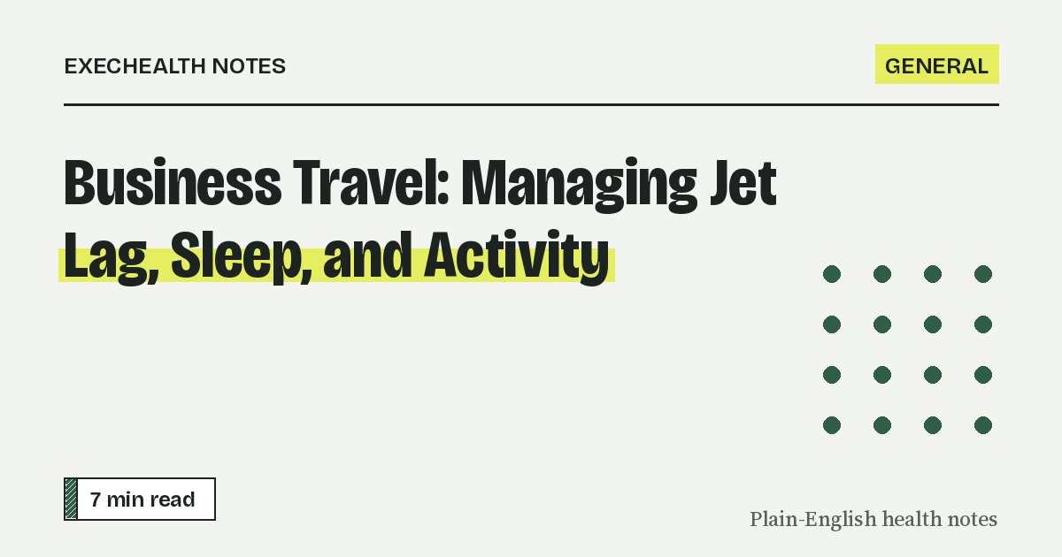 Cover for: Business Travel: Managing Jet Lag, Sleep, and Activity