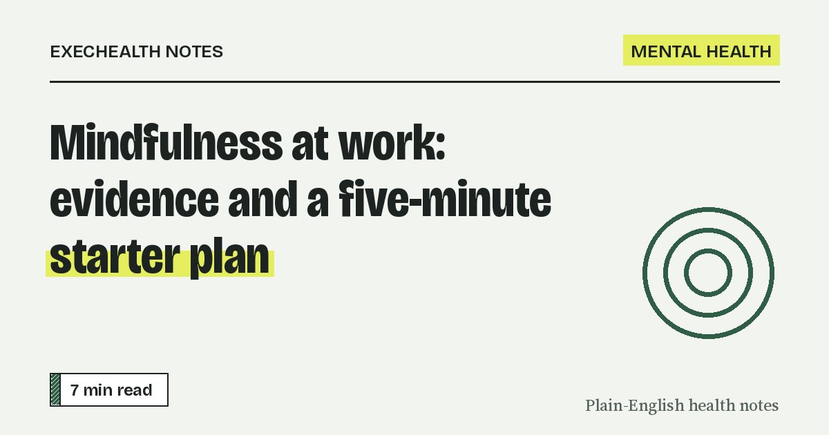 Cover for: Mindfulness at work: evidence and a five-minute starter plan